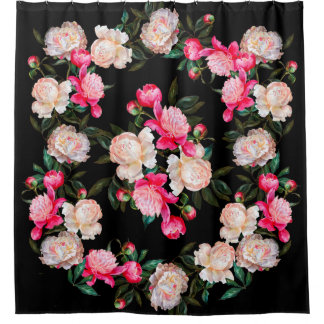 Blumenhintergrund. Rosa und weiß auf einem Dar Duschvorhang