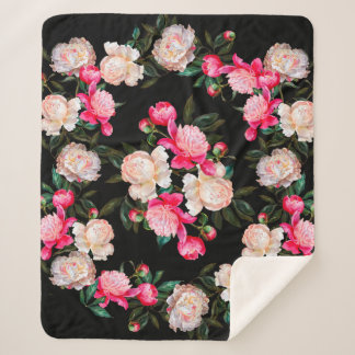 Blumenhintergrund. Rosa und weiß auf einem Dar Sherpadecke