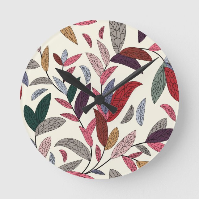 Blumenhintergrund Runde Wanduhr (Vorderseite)