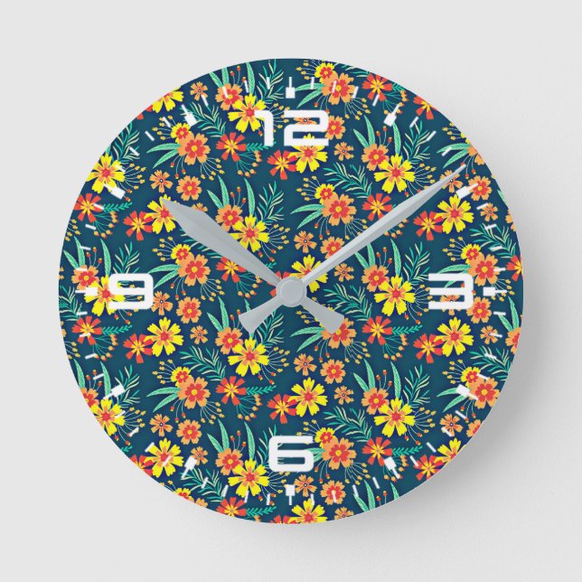 Blumenhintergrund Schönes Design-46566 Runde Wanduhr (Vorderseite)