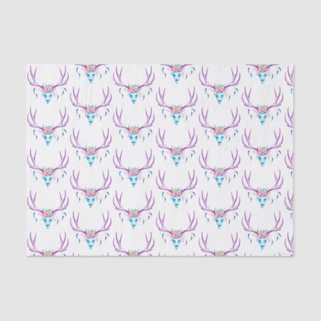 Blumenhirsch-Schädel-Seidenpapier Seidenpapier (Vorderseite)