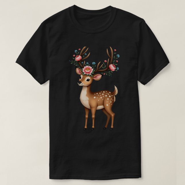 Blumenhirsch T-Shirt (Design vorne)