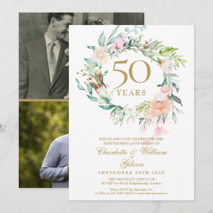 Blumenhochzeit 50. Goldene Hochzeit 2 Fotos Einladung