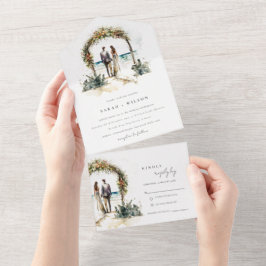 Blumenhochzeit Arch Coastal Seascape Hochzeit All In One Einladung