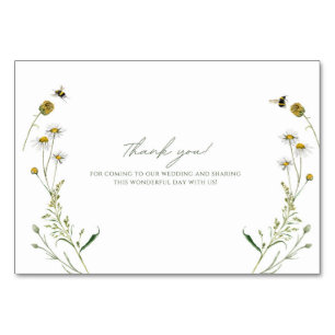 Blumenhochzeit Dankeskarten – Bearbeitbare Namen Tischnummer