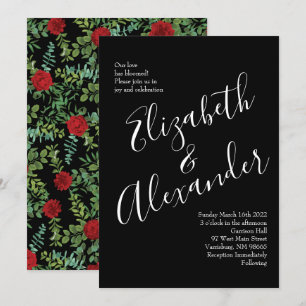 Blumenhochzeit der Rose Black and Red Peony Einladung