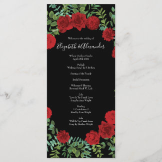 Blumenhochzeit der Rose Black and Red Peony Menükarte