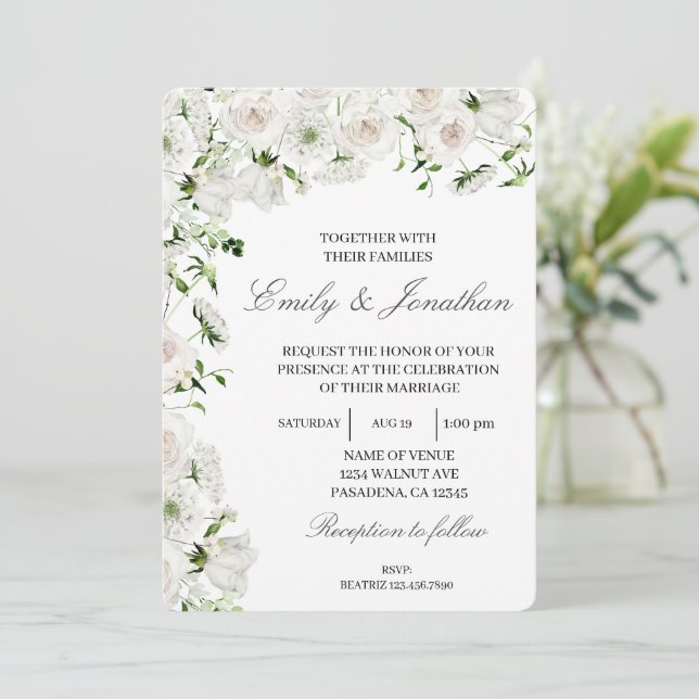 Blumenhochzeit Einladung (Stehend Vorderseite)