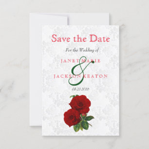 Blumenhochzeit in tiefer Rote Rose - Save the Date