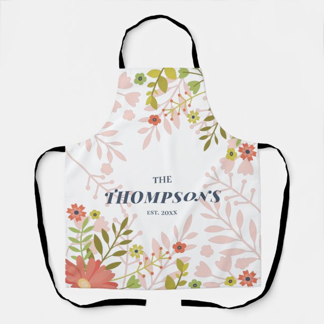 Blumenhochzeit oder Jubiläumsname Schürze (Vorderseite)