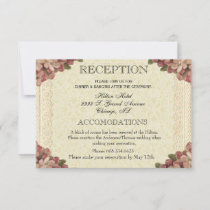Blumenhochzeit Rezeption Rosa Rosen Vintag RSVP Karte