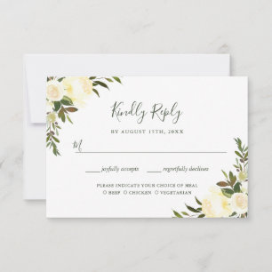 Blumenhochzeit RSVP Mahlzeitenwahl Karte