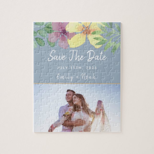 Blumenhochzeit Save The Date Puzzle (Vertikal)