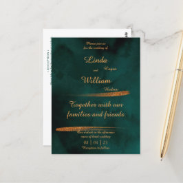 Blumenhochzeit Tiefsee Dunkelgrüne Wasserfarbe Postkarte