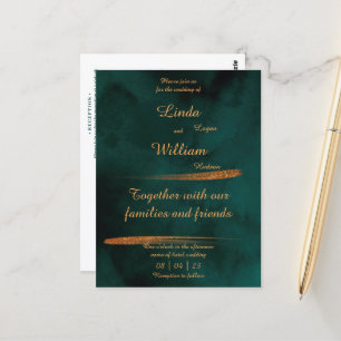 Blumenhochzeit Tiefsee Dunkelgrüne Wasserfarbe Postkarte