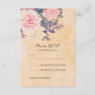Blumenhochzeit UAWG-Karten - Vintage Pfingstrosen RSVP Karte