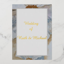 Blumenhochzeit Weiß und Gold Einladung