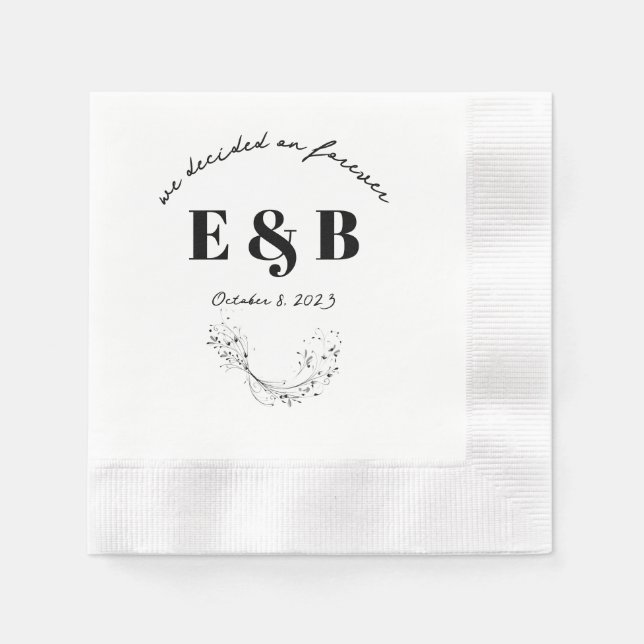 Blumenhochzeiten und Datum Serviette (Vorderseite)