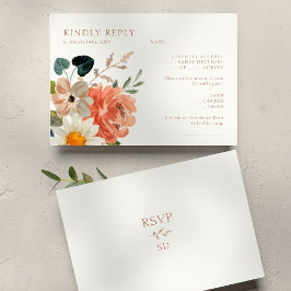 Blumenhochzeitkarte RSVP Elfenbeinreaktion Karte
