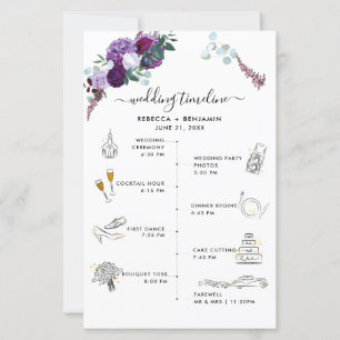 Blumenhochzeits-Itinerary-Programmkarte