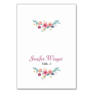 Blumenhochzeits-Platzkarte Tischnummer