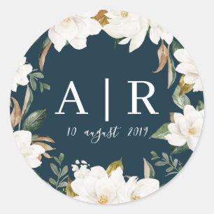 Blumenhochzeitsaufkleber der reizenden Magnolie Runder Aufkleber