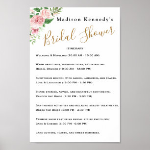 Blumenhochzeitsdusche Zeitplan Poster
