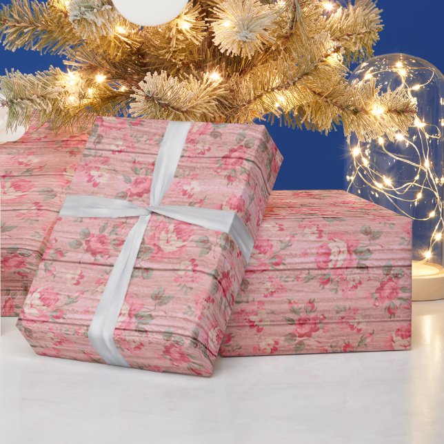 Blumenholz Modern Beliebt Geschenkpapier (Feiertage)