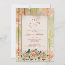 Blumenholz Rose Mason Jar Light Baby Dusche Einladung