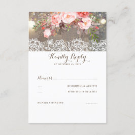 Blumenholz und Hochzeitszeitszange RSVP Karte