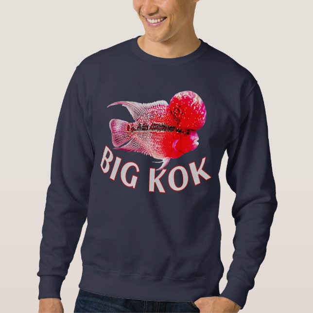 Blumenhorn Cichlid Big Kok Joke Funny Monster Sweatshirt (Vorderseite)