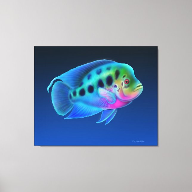 Blumenhorn Cichlid Fisch Wrapped Canvas Leinwanddruck (Vorderseite)