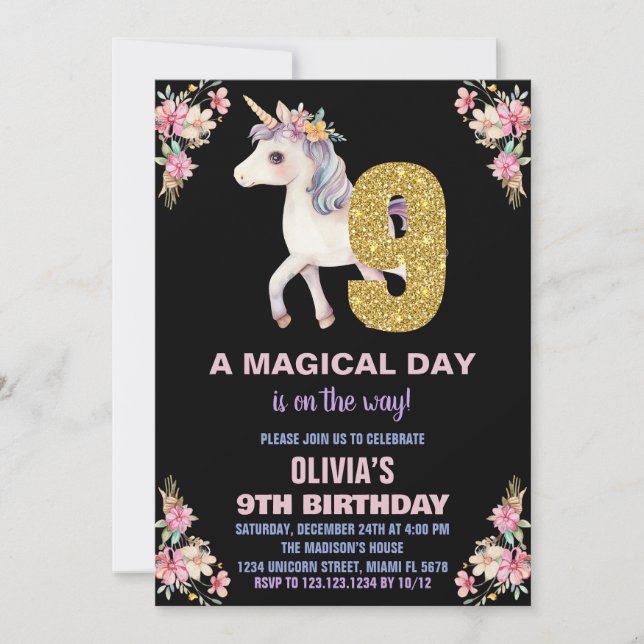 Blumenhorn Einladung zum Geburtstag (Vorderseite)