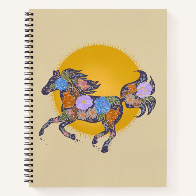 Blumenhorn-Silhouette_Lila-Notebook Notizbuch (Vorderseite)