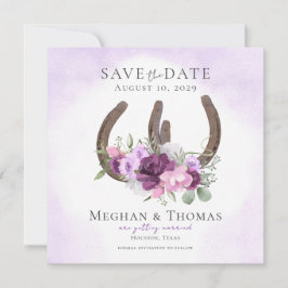 Blumenhufeisen Save the Date Lila