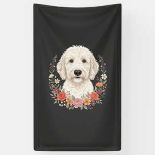 Blumenhundefoto Botanischer Kranz Banner