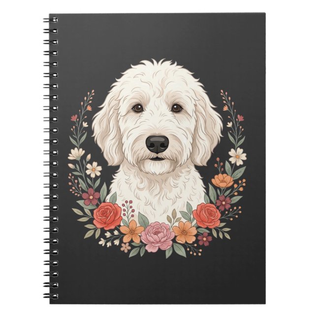 Blumenhundesporträt Botanikkranz Notizblock (Vorderseite)