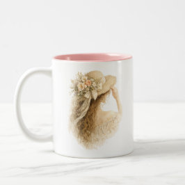 Blumenhut-Dame Wasserfarben-Tasse Zweifarbige Tasse