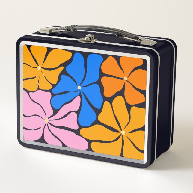 Blumenillustration Metall Brotdose (Vorderseite)