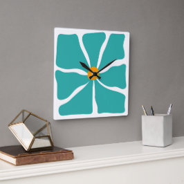 Blumenillustration Quadratische Wanduhr