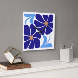 Blumenillustration Quadratische Wanduhr