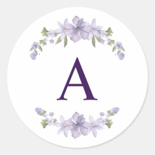 Blumeninitial-Aufkleber Personalisiertes Monogra Runder Aufkleber