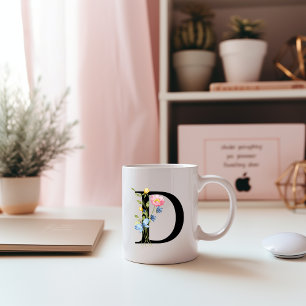 Blumeninitialen Monogramm D Tasse