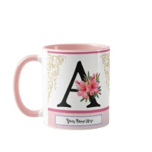 Blumeninitialen-Tasse – Buchstabe A Monogramm | Pe