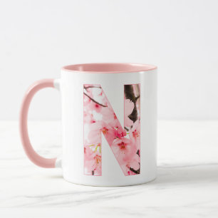 Blumeninitialen-Tasse mit N   Personalisierter Nam Tasse