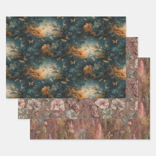 Blumeninsekten im Vintagen Stil Geschenkpapier Set (Set)