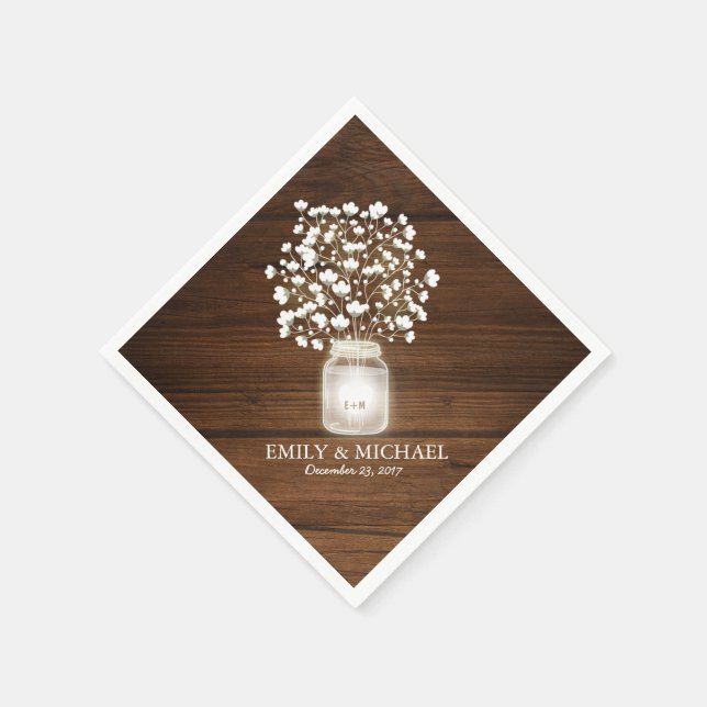 Blumenjar rustikale Hochzeit Serviette (Ecke)