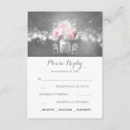 Blumenjar rustikale Saitenleuchten Hochzeit RSVP Karte