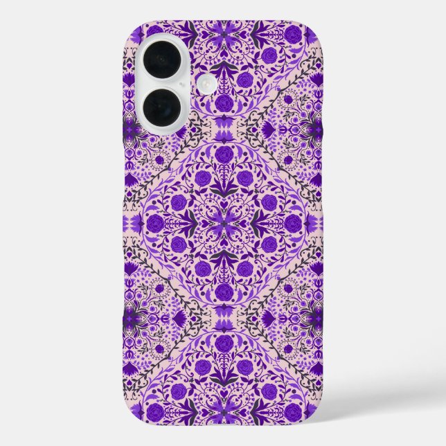 Blumenkacheln in violett- und wattenrosa Case-Mate iPhone hülle (Rückseite)