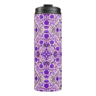 Blumenkacheln in violett- und wattenrosa thermosbecher